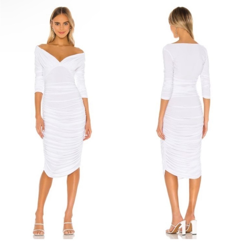 Norma Kamali | Tara Ruched Dress In White Size M NEW